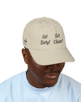 Embroidered Organic Baseball Cap - "Get Dirty! Get Clean!" Logo