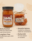Cranberry Orange candle and wax melts set with product details