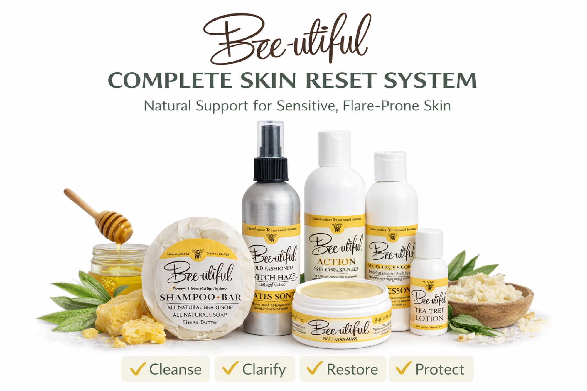 Bee-Utiful natural skincare collection made with Australian tea tree essential oil and local honey