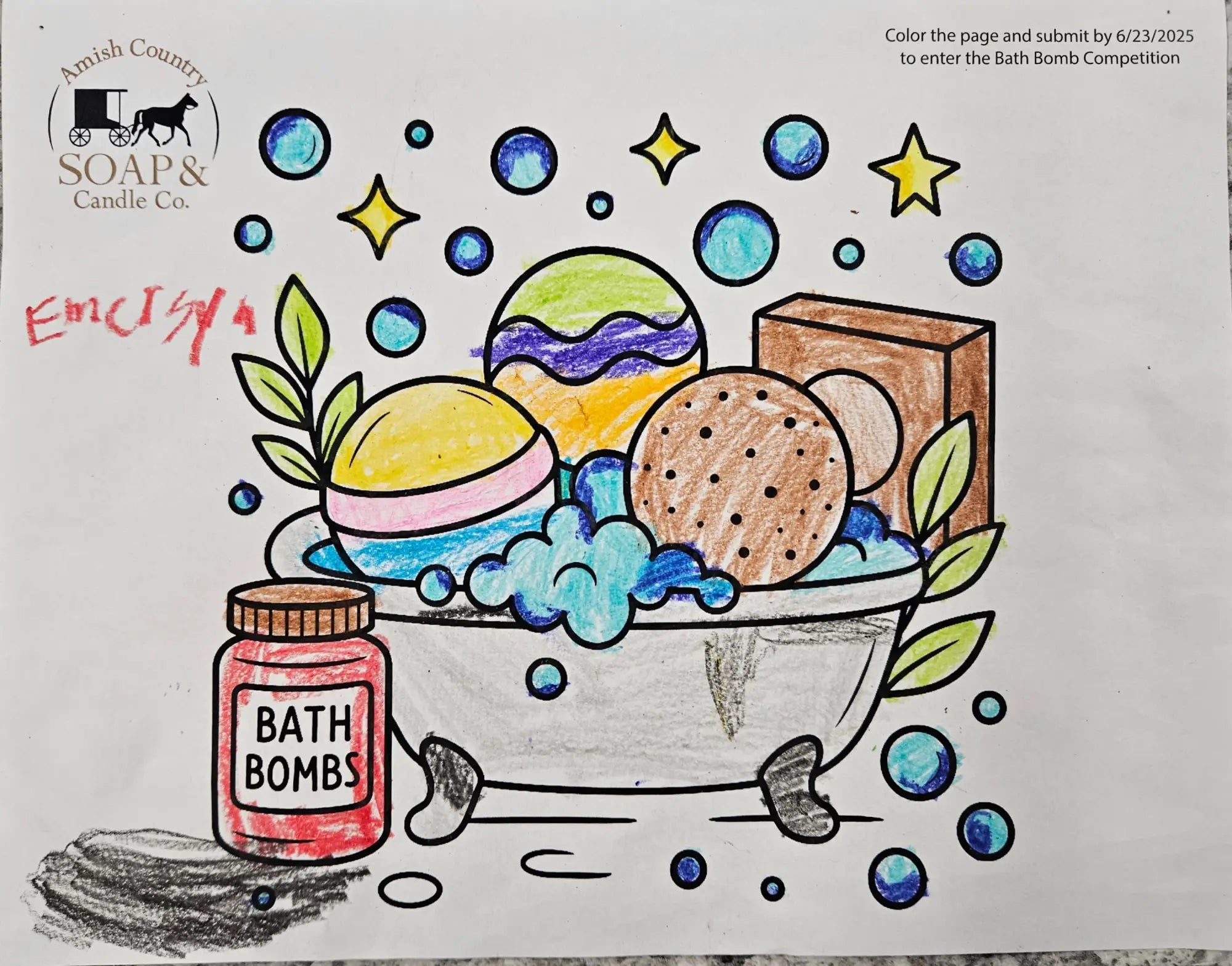 Emersyn’s Bath Bomb Bliss Wins Our Summer Coloring Contest!