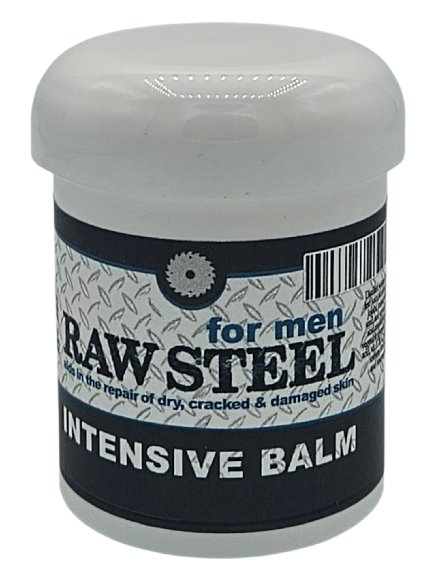 Jar of Raw Steel Intensive Balm for men on a white background