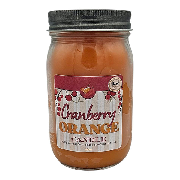 Cranberry Orange 15oz Jar Candle 120 hour burn time