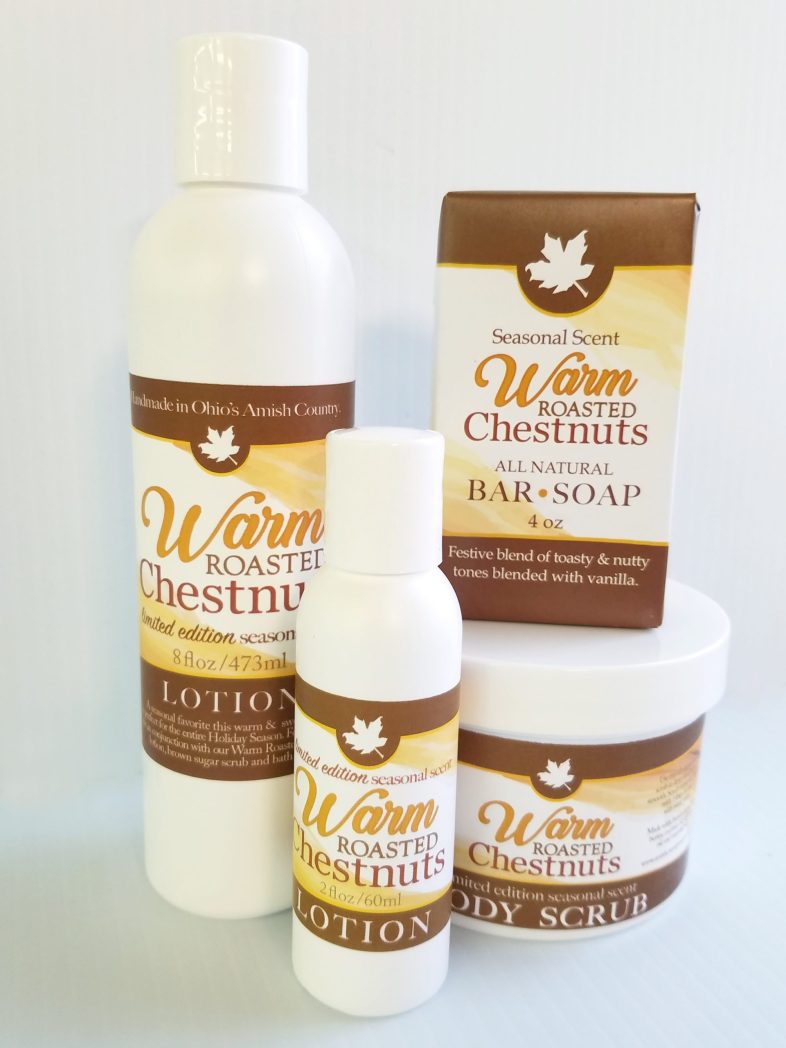 Warm Roasted Chestnuts, All natural skincare, from Amish Country